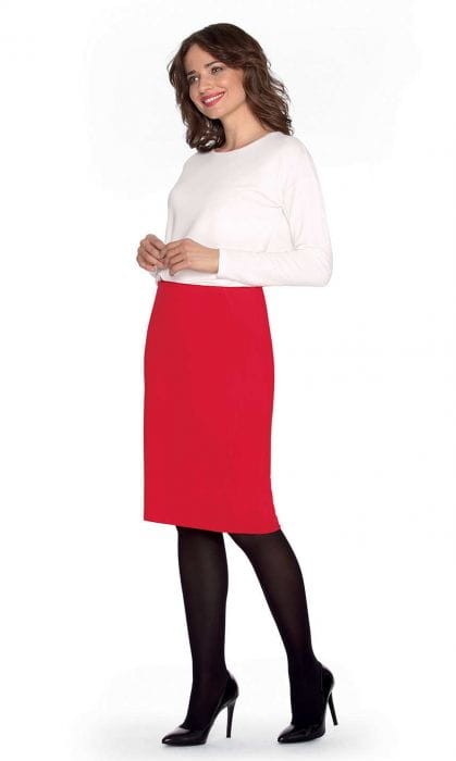 spódnica--za-kolano- kolor -hiszpańska-czerwień-sklep www.karofhu.pl